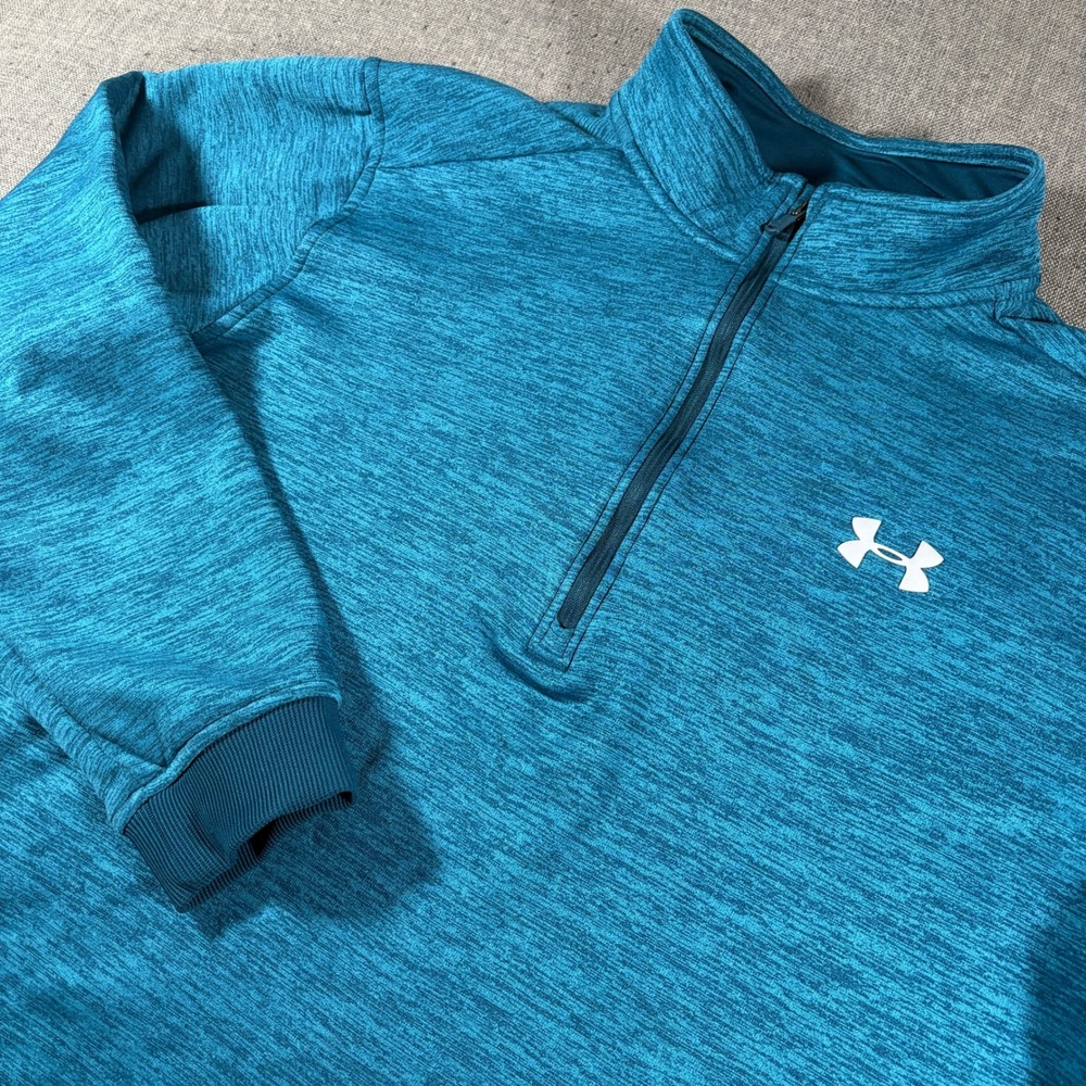 Under Armour Quarter Zip Pullover Mens XL Teal ColdGear Space Dye Fleece
